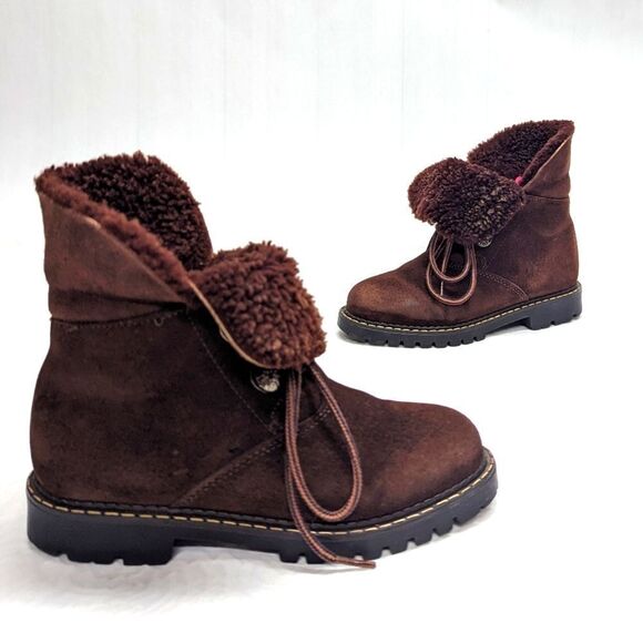 SOREL | Leather Shearling Lace Up Boots sz 6 - Picture 1 of 12